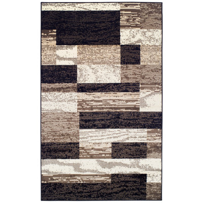 Tapis de couloir ou tapis d'intérieur à motif de patchwork géométrique contemporain Valenti