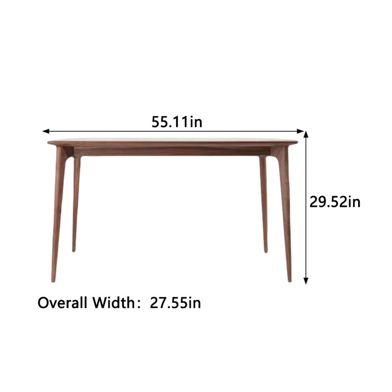 Table de salle à manger rectangulaire simple en bois massif, L 27,55 po x L 55,11 po