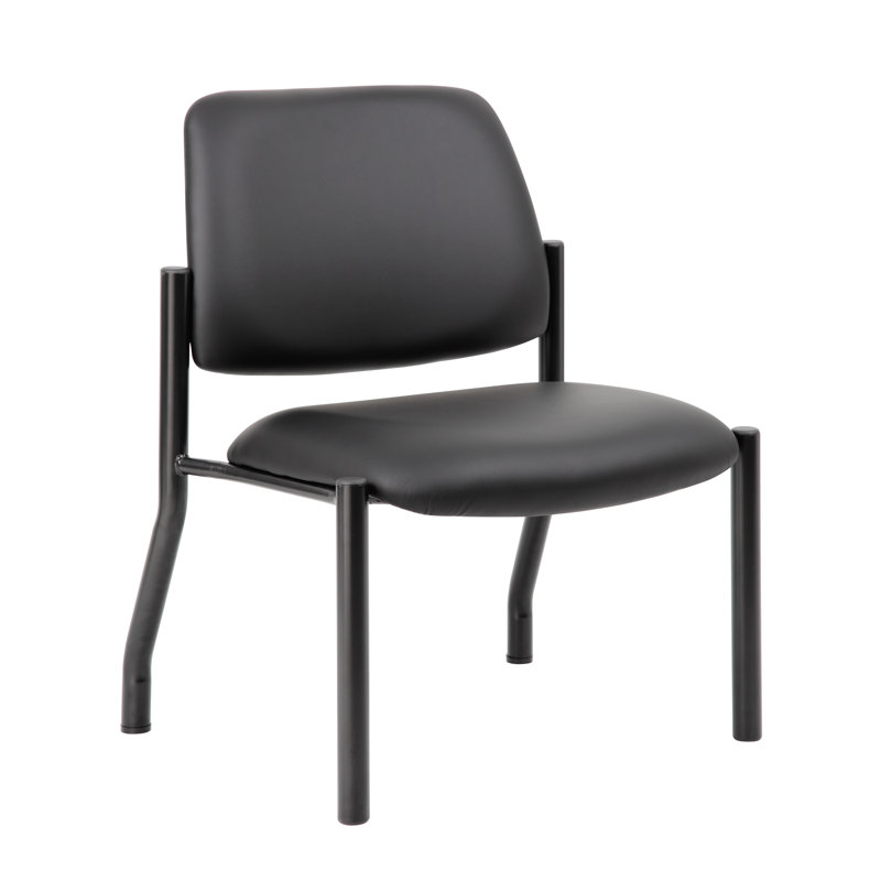 Sopris Vinyl Seat Reception Chair with Metal Frame, Black