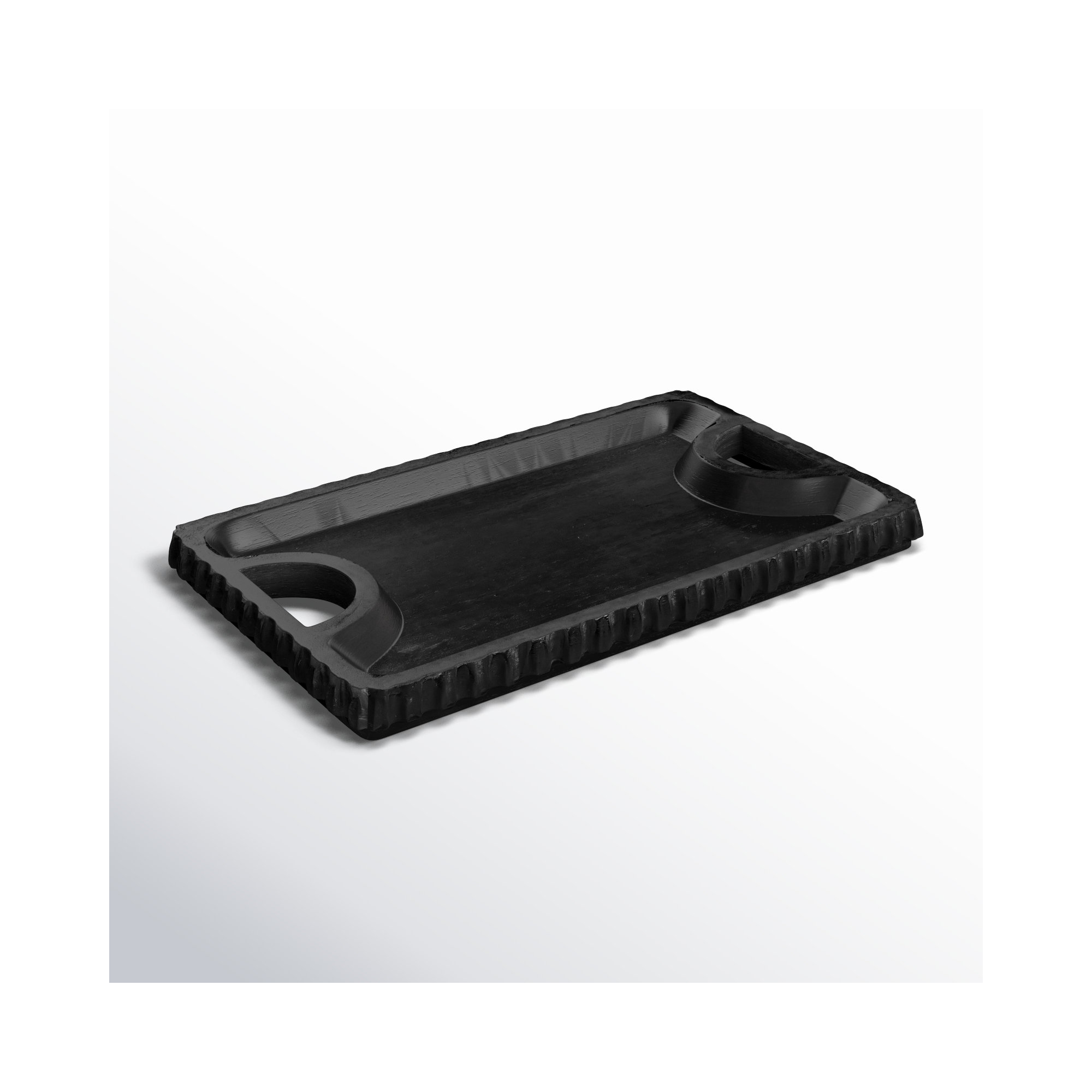 Sagebrook Home Colbin Wooden Scalloped Edge Tray, Black