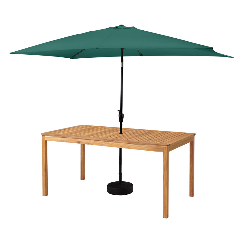 8 Piece Set Okemo Table w/6 Chairs 10"" Rectangular Umbrella (Green), 6, Green