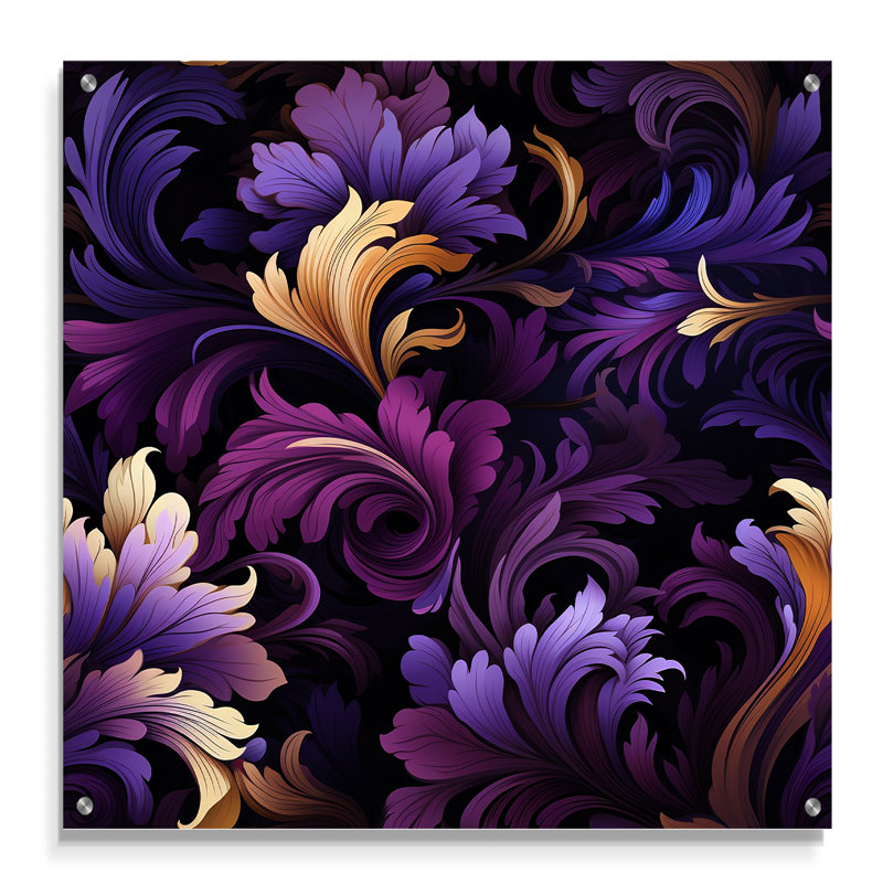 Ragdolls royaux mauves profonds - art mural abstrait en acrylique, H 16 po x l 16 po