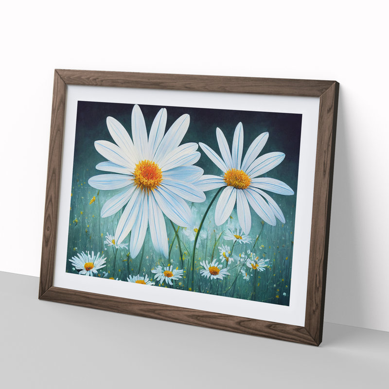 Daisy Flower Vol.2 - Framed Print, 46cm H x 64cm W x 2cm D, Walnut