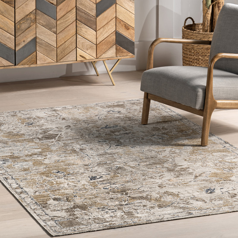 Zenni Vintage Floral Indoor/Outdoor Machine Washable Area Rug, Runner 2' x 8'