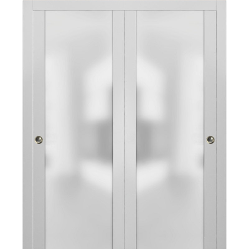 Portes coulissantes en verre givré Planum, Soie blanche 1, 84 po x 96 po