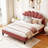 Charming Velvet Upholstered Platform Bed With Artistic Headboard For Cozy Sleep-399015321-399015318
