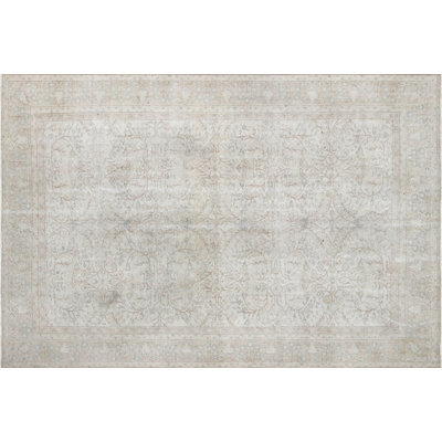 Tapis gris / beige en laine noué à la main de conception unique des années 1960 de 6 pi 8 po x 10 pi