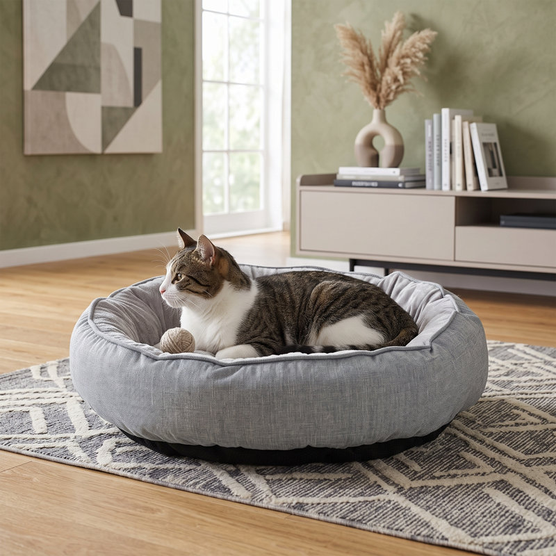 Pet Bed, 21.65" D x 21.65" W, Grey