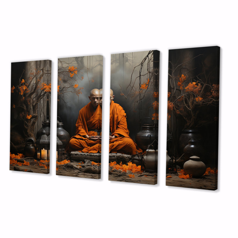 Reproduction religieuse et spirituelle sur toile, 4 pièces