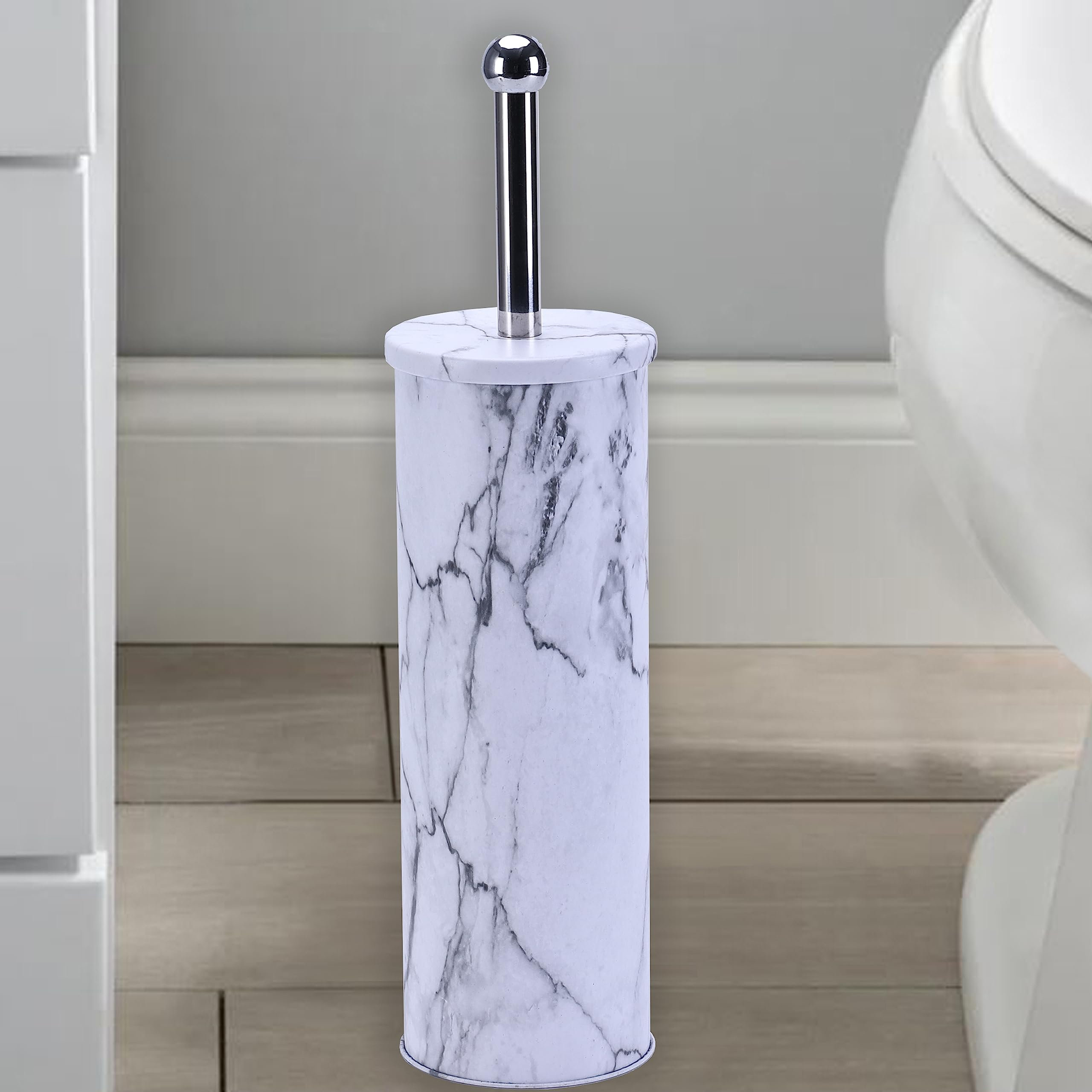 Silver Crushed Crystal Toilet Brush Holder – Glam Bathroom Decor With 'Toilet Brush' Lettering