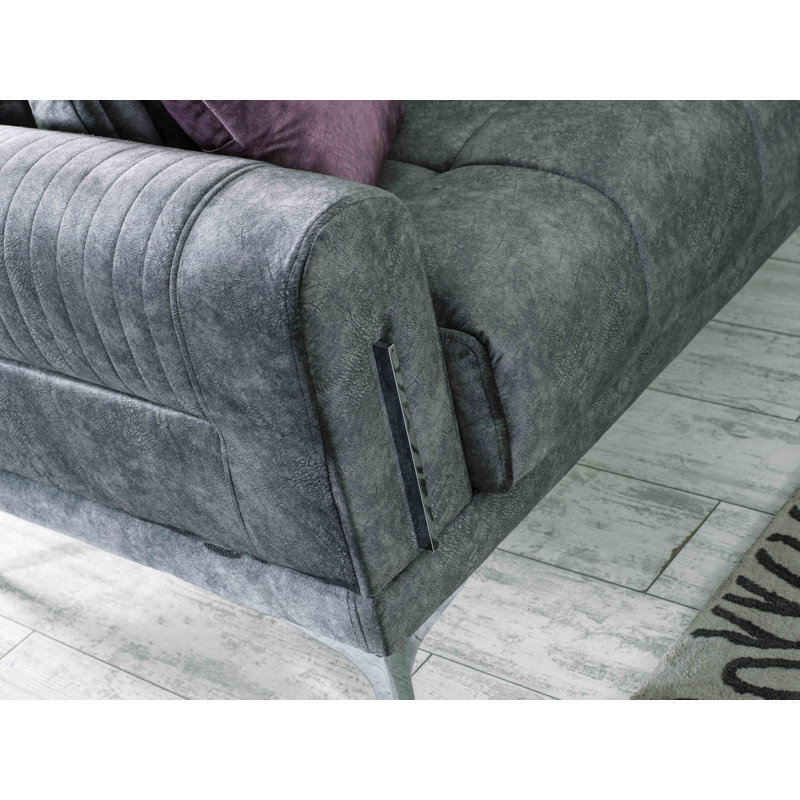 Moda 63 in. Fabric Upholstered 2-Seater Loveseat, Gray Microfiber