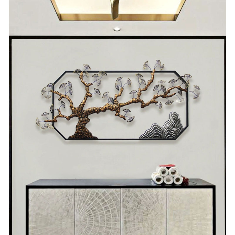 Nouvelle décoration murale tridimensionnelle de style chinois Ginkgo