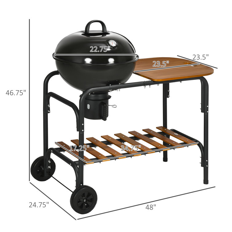 Outsunny 37.75'' W Kettle Charcoal Grill