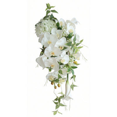 Bouquets de mariée pour la mariée, bouquets de mariage blancs de 15,7 pouces pour la fête de mariage