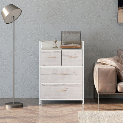 HOMCOM Bedroom Chest of Drawers 4 Drawer Dresser w/ Shelf, Natural