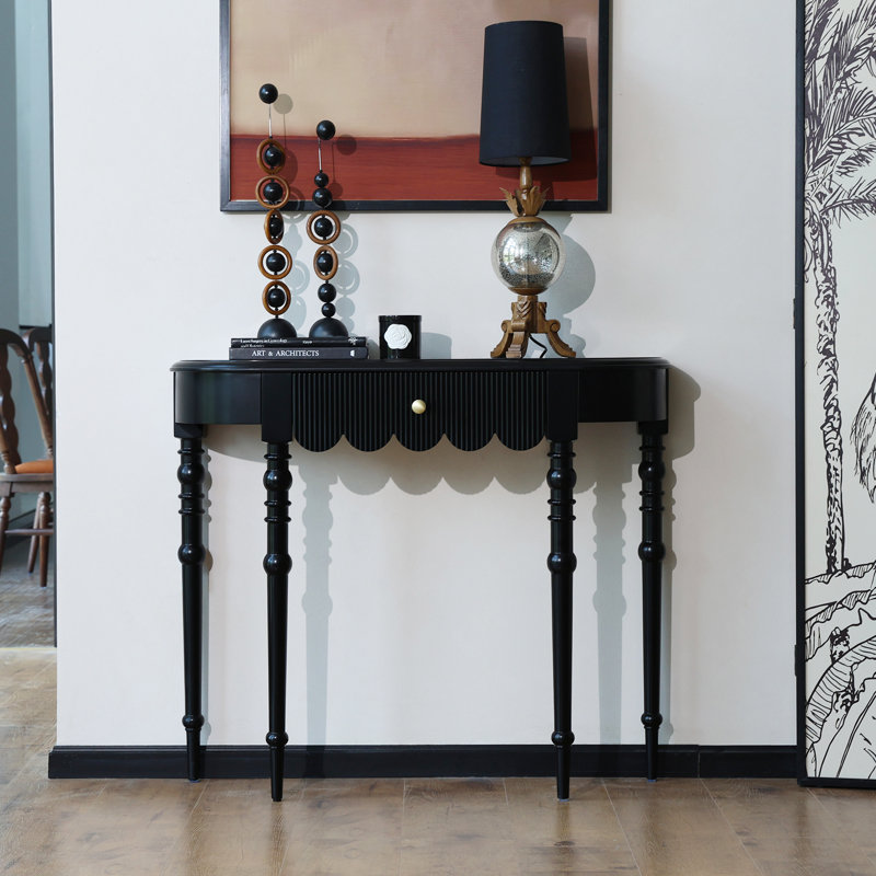 39" Solid Wood Console Table, Black