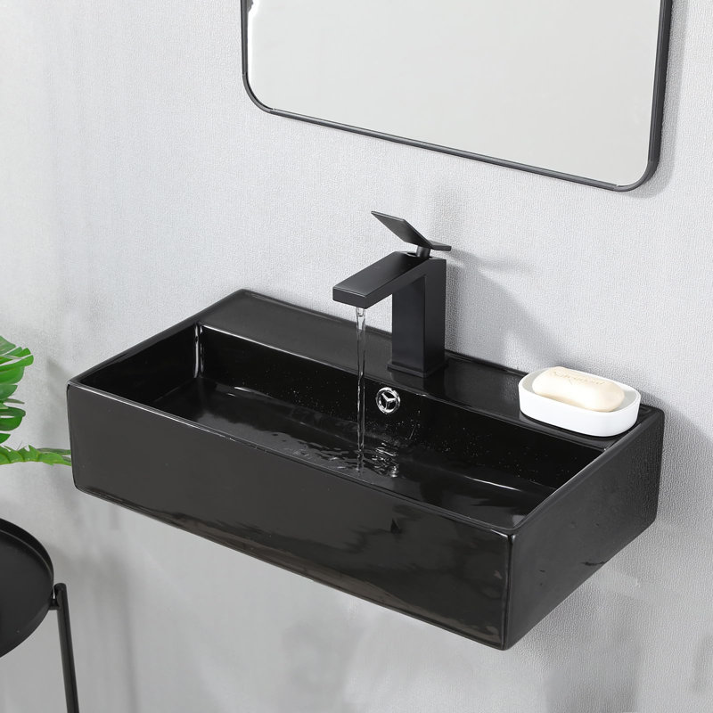 Lavabo de salle de bain mural, Noir