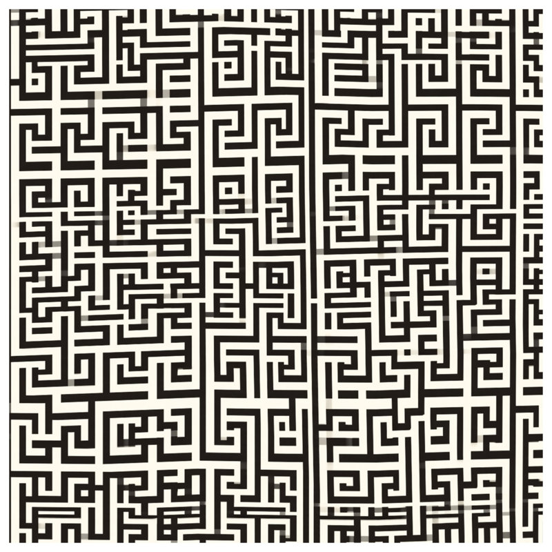 Tapis de bain noir à motif labyrinthe, L 24 po x L 17 po