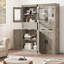 Grande armoire de rangement autoportante pour salle de bain, 4 portes, tiroir en verre, tablettes réglables, rangement moderne-267390797