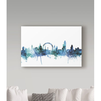 « london england blue blue horizon », reproduction d’impression sur toile tendue