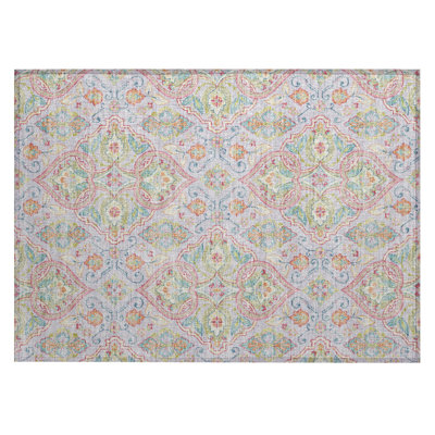 Machine Washable Indoor/Outdoor Husby ACN2207 Bohemian Rug