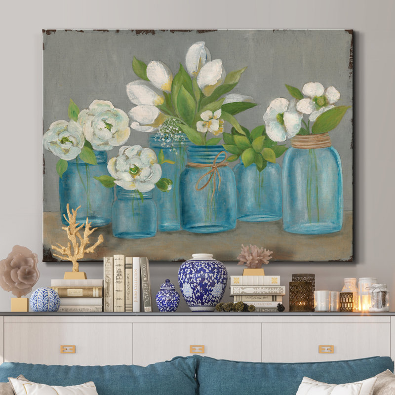 «Mason Jar Still Life» par J Paul, reproduction d'art sur toile tendue, H 48 po x l 36 po x P 1 po