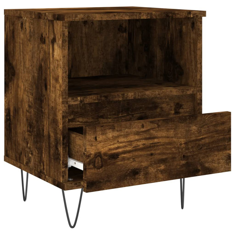 Ebenier 40cm W Manufactured Wood Bedside Table, Smoked Oak, Individual