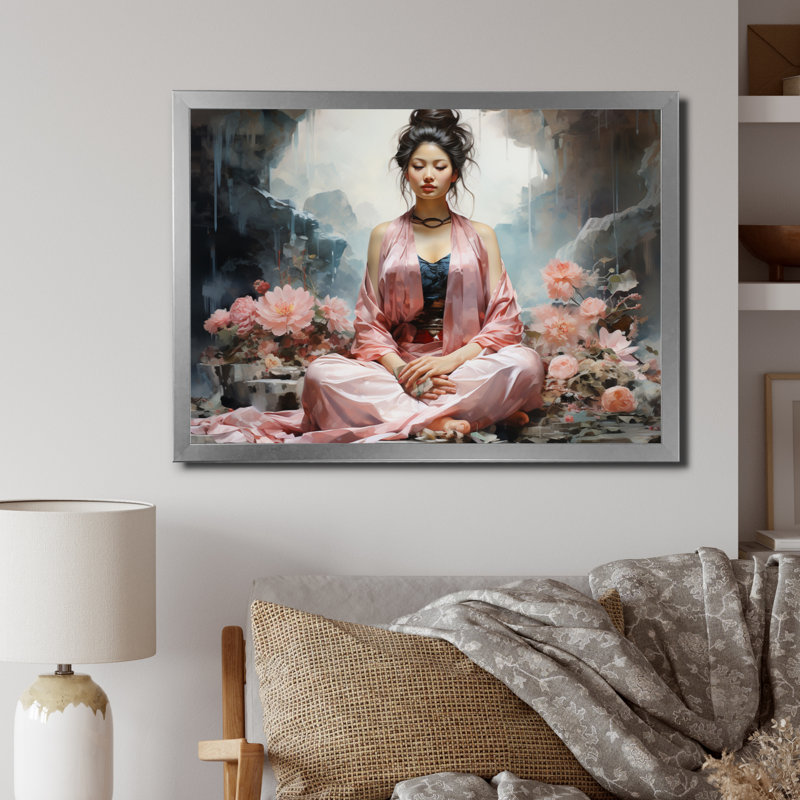Art asiatique, bodhisattva Grace II - impression, Cadre photo argenté, H 12 po x l 20 po x P 1 po