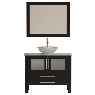 Meserve Solid Wood Glass Vessel 36"" Single Bathroom Vanity Set with Mirror -  Brayden Studio®, BYST2677 40427965