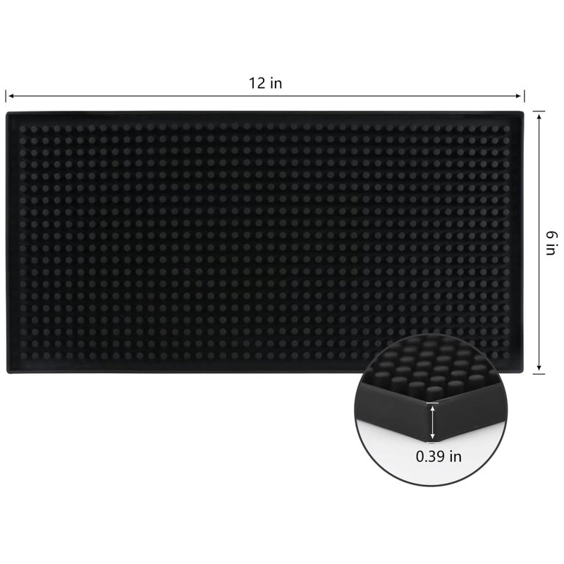 Petit tapis de bar noir pour bar 6 po x 12 po