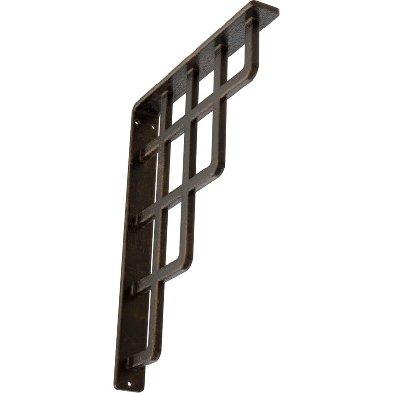 Support en fer forgé Diane, Laiton antique, H 12 po x l 1,5 po x P 10 po