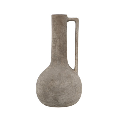 7X7X13.5" Decorative Terracotta Jug Vase With Weathered Gray Finish