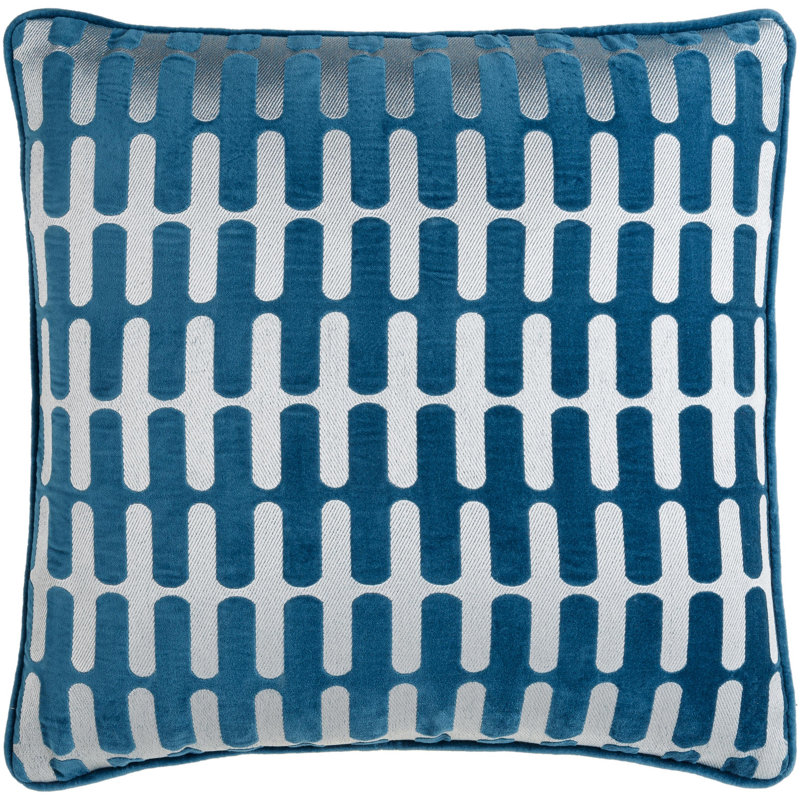 Cotton Throw Square Pillow Cover, Blue, Down, 20" x 20"