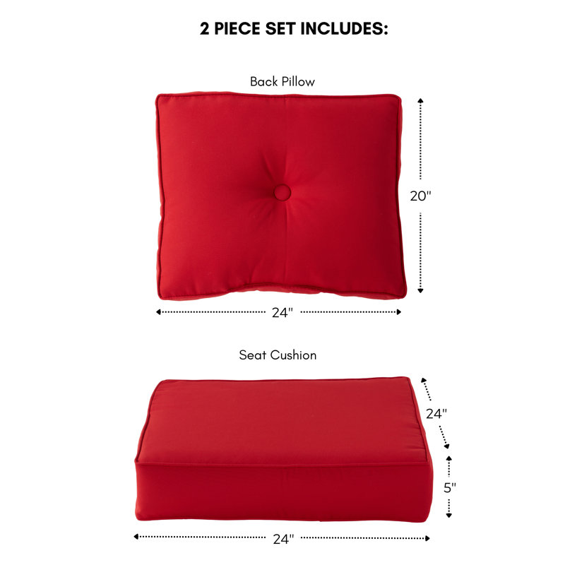 Royzell Sunbrella Outdoor Deep Seat Chair Cushion, Canvas Jockey Red Sunbrella® Canvas