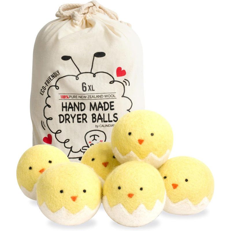 Paquet de 6 boules sécheuses 100% laine de Nouvelle-Zélande - adoucissant naturel pour un séchage plus rapide et une réduction de l'électricité statique