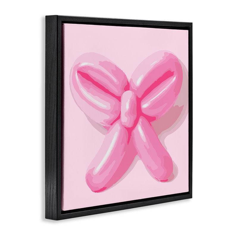 «Pink Balloon Bow», encadrée par Daphne Polselli, Cadre flottant noir de jais, H 18 po x l 18 po