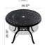 Table de salle à manger en fonte d'aluminium de 38,9 po avec structure noire et trou pour parasol, lignes élégantes, capacité de poids de 160 lb, plateau de table rond pour 4 sièges, sièges confortables, pile peu encombrante, aléatoire