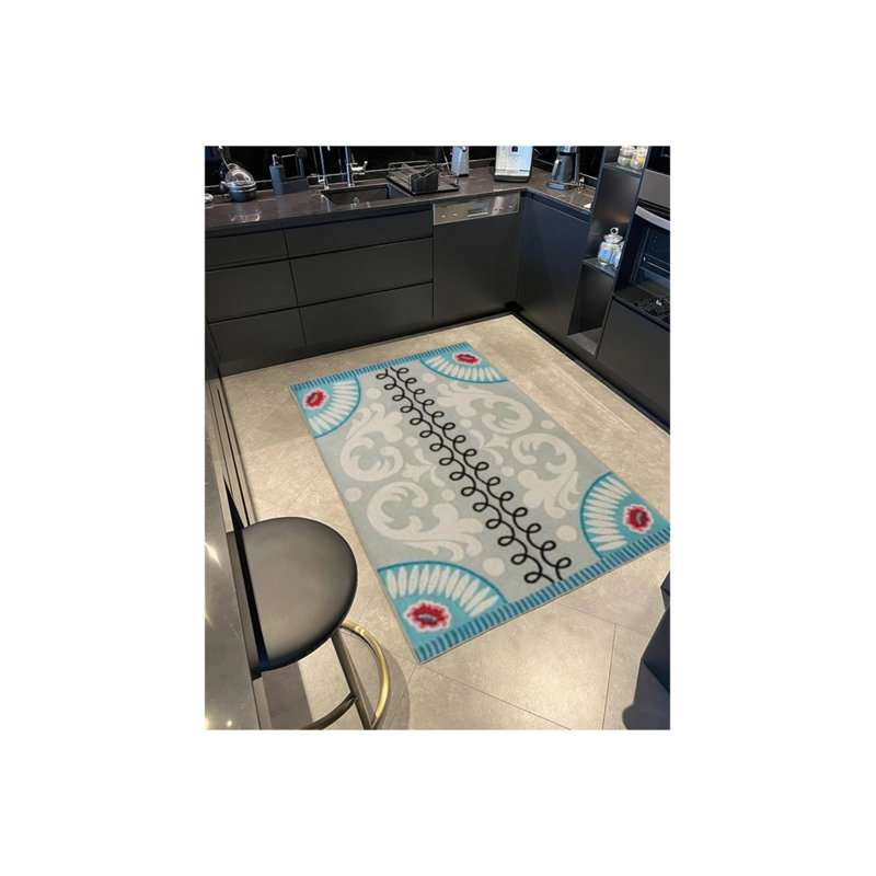 Tapis décoratif moderne avec motif de fermeture à glissière, Tapis de couloir 2 pi 6 po x 6 pi 7 po