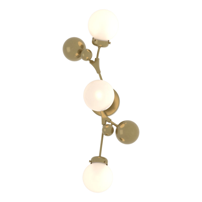 Sprig 3 Light Dimmable Flush Mount, Opal Glass, Modern Brass