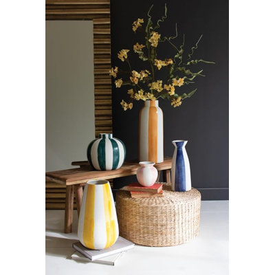  Ceramic Striped Vase Set of 5 – Multicolor Decorative Pieces 15" Tall