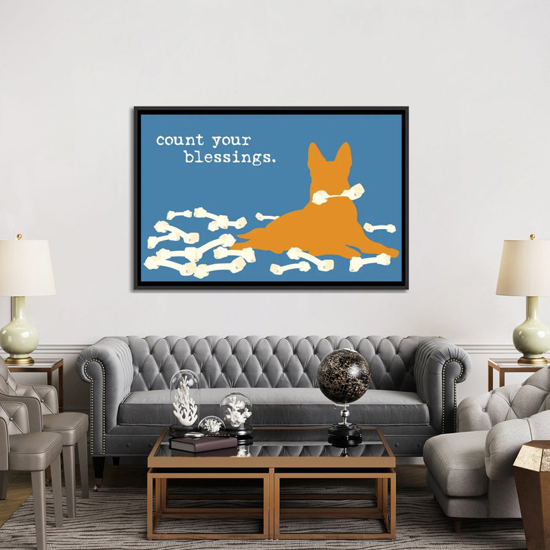 «Blessings», impression sur toile, H 18 po x l 26 po x P 1,5 po, Toile avec cadre noir, Pas de tapis