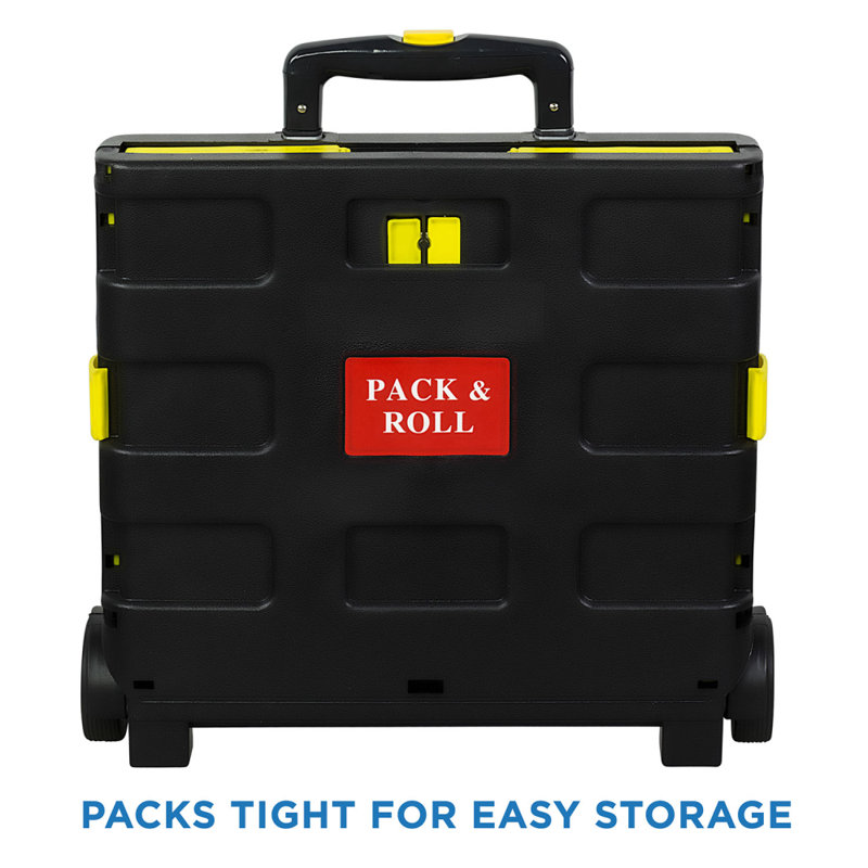 Yellow and Black Mobile Folding Utility Cart with Aluminum Handle
