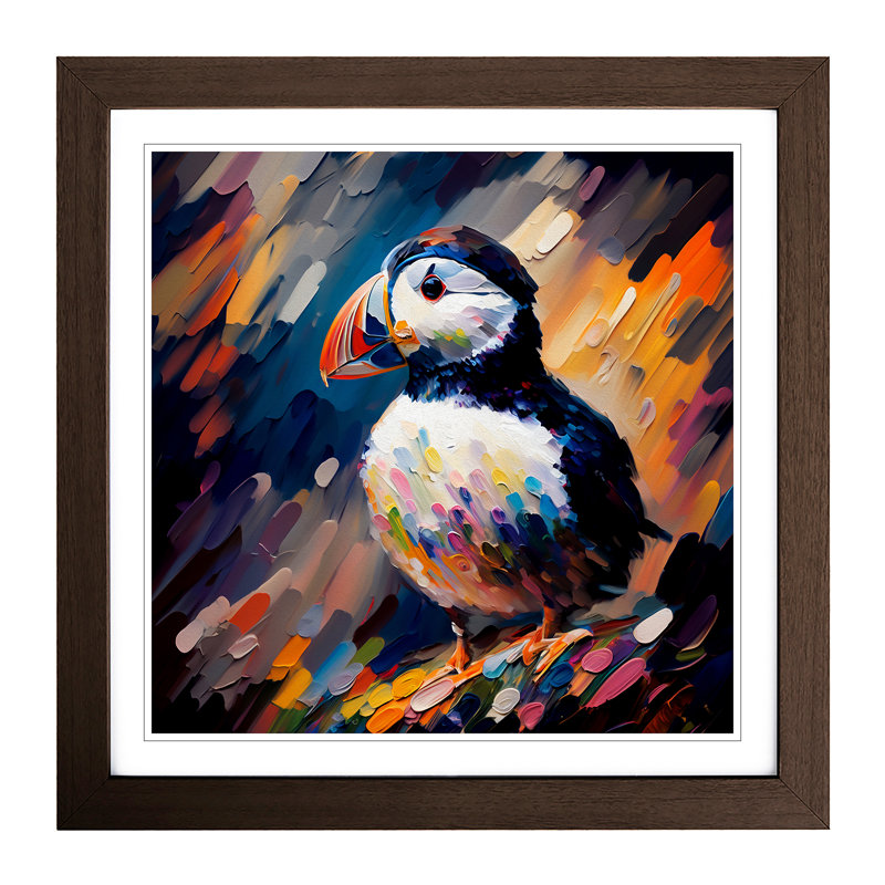 Puffin Palette Knife - Framed Print, Walnut