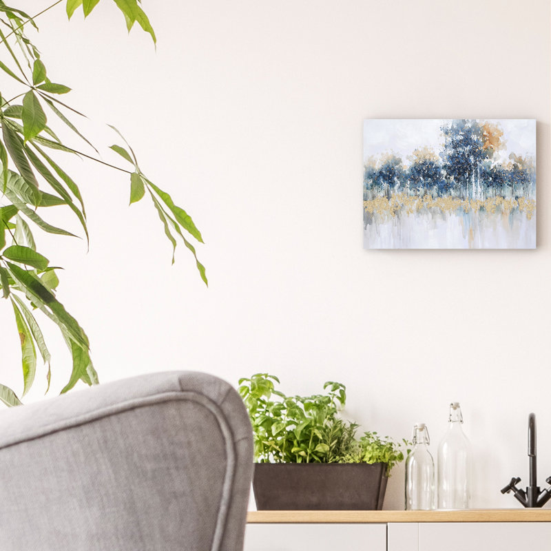 Gleaming Gold Forest - peinture sur toile tendue, H 12 po x l 16 po x P 1,5 po