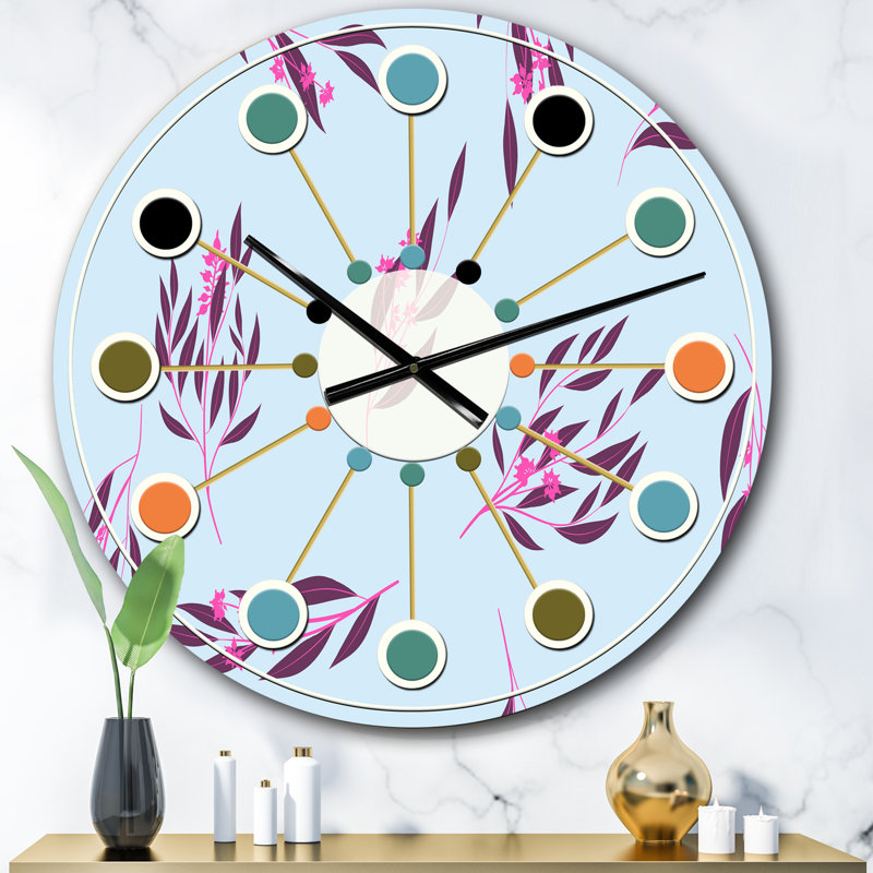 Horloge murale moderne Mid-Century Bright Eucalyptus, Surdimensionné