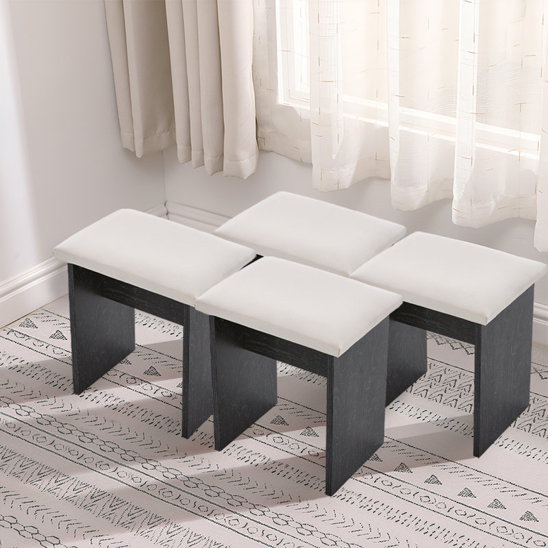 4 - Person Dining Set, Black, Black, Black/White