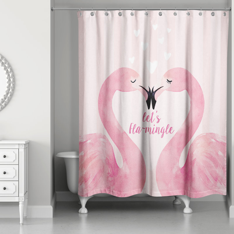 Rideau de douche Flamingo Mistletoe Valentines