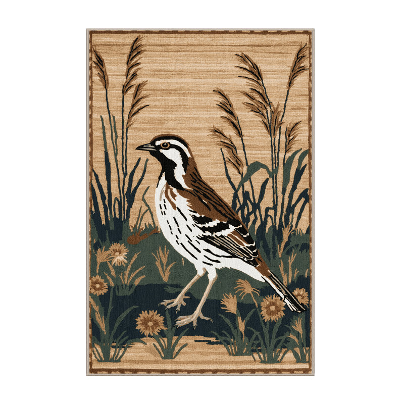 Washable Northern Bobwhite Birds Area Rug, Rectangle 3' x 5'