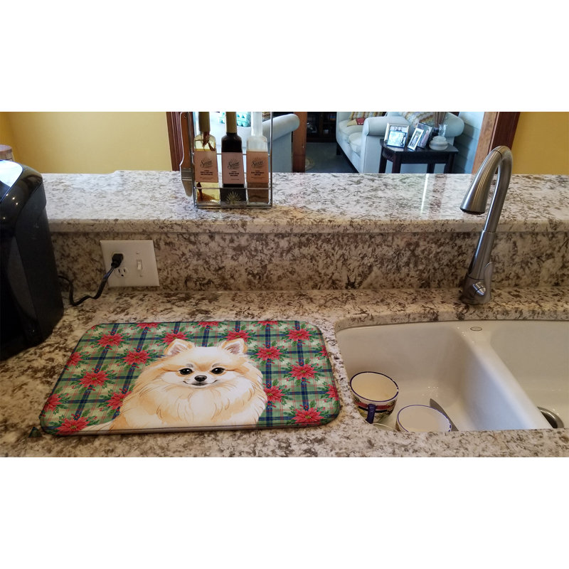 Tapis de séchage crème Poméranie Noël Poinsettias