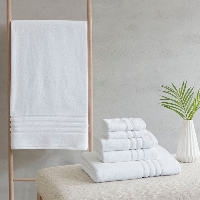 Absorbent 100% cotton high quality towels (set of 6), White